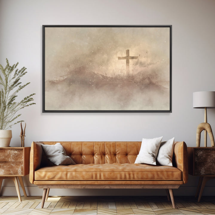 Cross Of Stillness – Framed Canvas Print – Christian Wall Art – Christian Art Canvas – Subtle Christian Art – Christian Gift