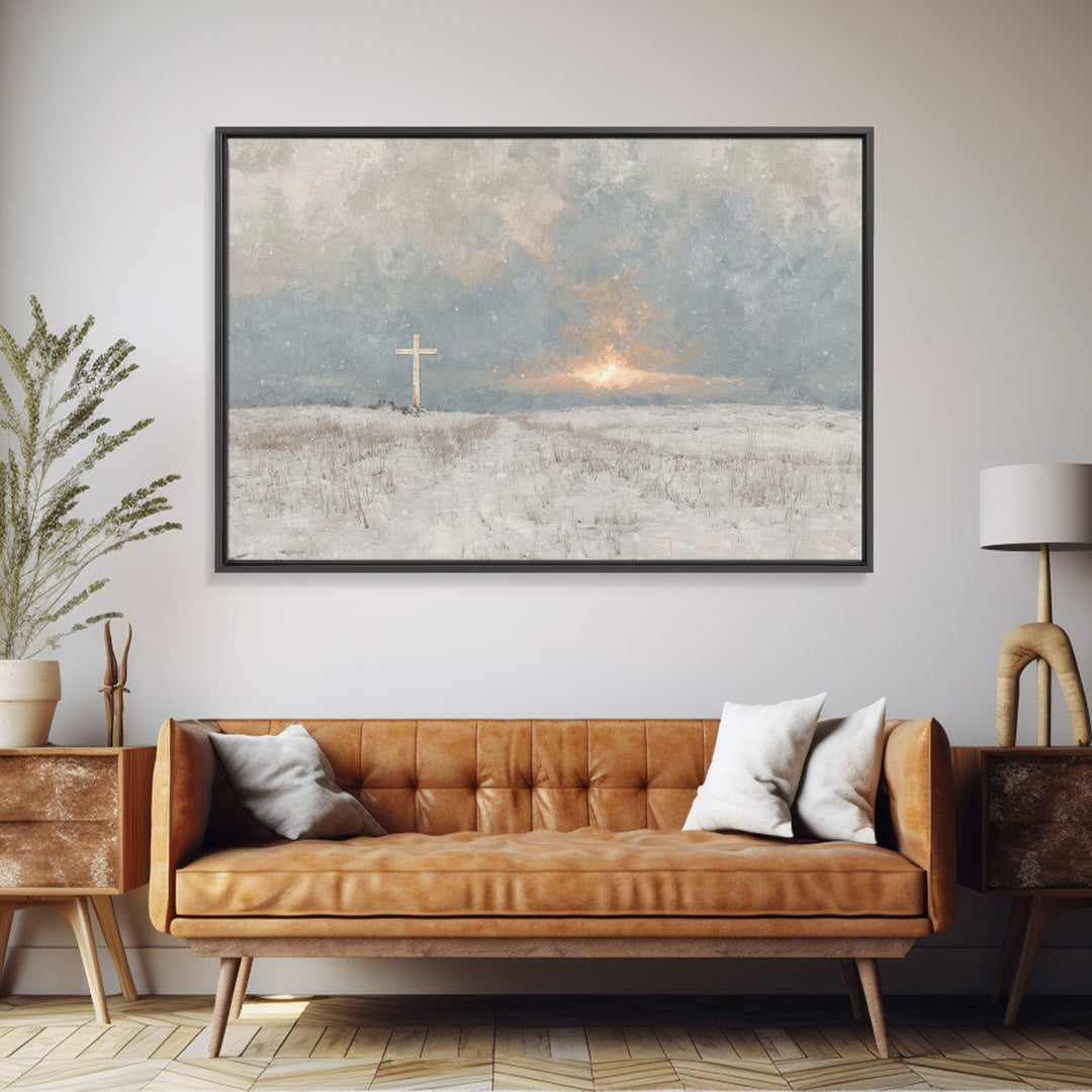 Winter Grace Rising | Framed Canvas Print | Christian Wall Art | Christian Art Canvas | Christian Christmas Art | Christian Decor