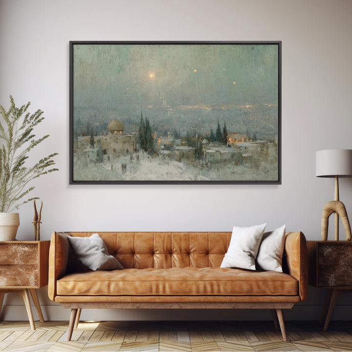 Holy Night Peace – Framed Canvas Print – Christian Christmas Art – Christian Art Canvas – Vintage Christian Art – Christmas Wall Art – Chri