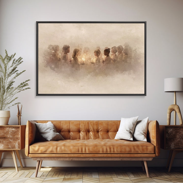 The Candle Choir – Framed Canvas Print – Christian Wall Art – Christmas Art – Christian Decor – Christian Art Canvas – Christian Christmas