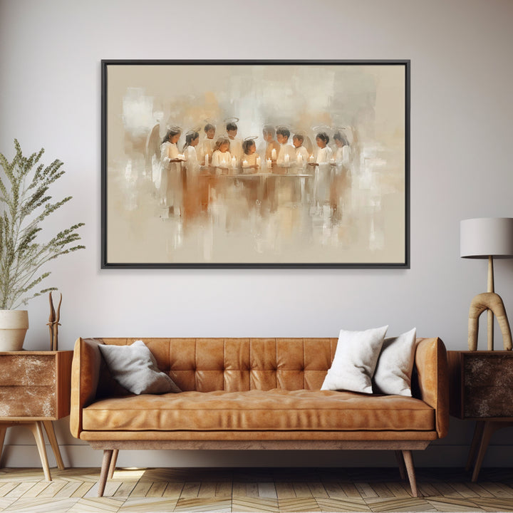 Heavenly Lantern Circle – Framed Canvas Print – Christian Art – Christian Wall Art – Christmas Art – Christian Art Canvas – Christian Decor