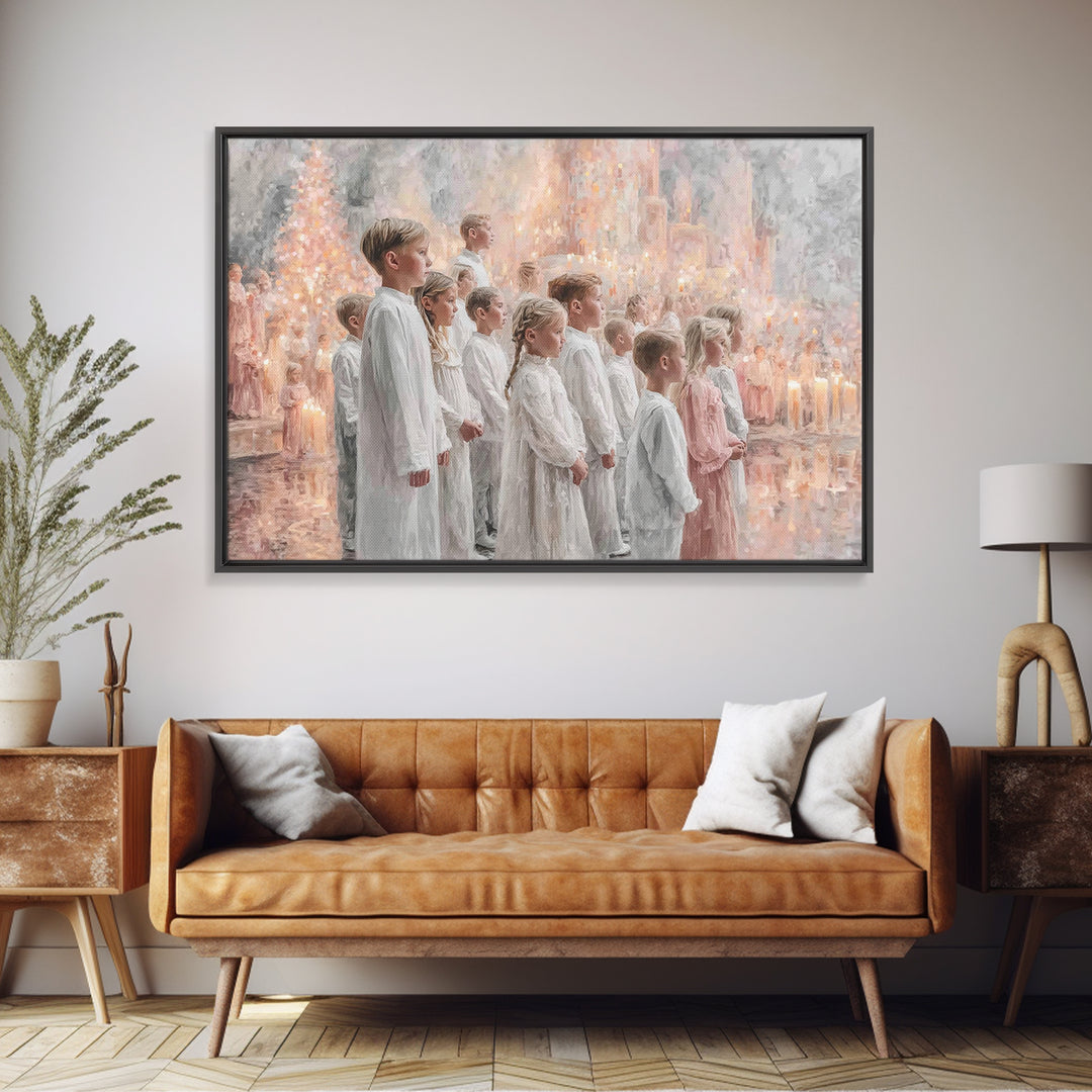 Radiant Carol Procession – Framed Canvas Print – Christmas Art – Christian Art Canvas – Christian Wall Art – Christian Christmas – Christia