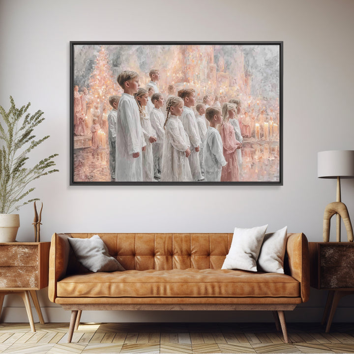 Radiant Carol Procession – Framed Canvas Print – Christmas Art – Christian Art Canvas – Christian Wall Art – Christian Christmas – Christia