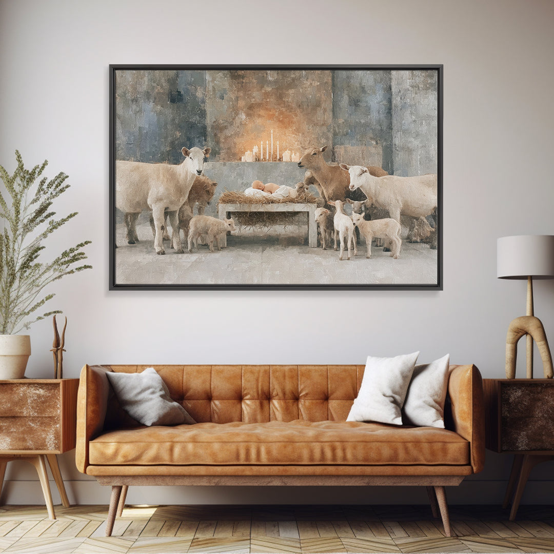 Shepherds Of Peace – Framed Canvas Print – Christian Wall Art – Christmas Art Prints – Christian Art Canvas – Christian Christmas Art
