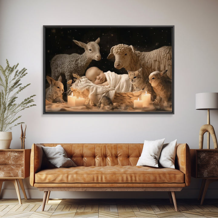 Quiet Bethlehem Night | Framed Canvas Print | Christian Art Canvas | Christian Wall Art | Christian Christmas Art | Christmas Art Work