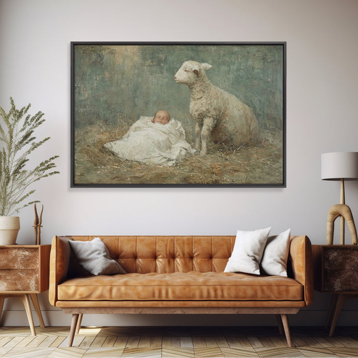 Lamb Of Dawn | Framed Canvas Print | Christian Wall Art | Christian Art Canvas | Subtle Christian Art | Christian Christmas Art