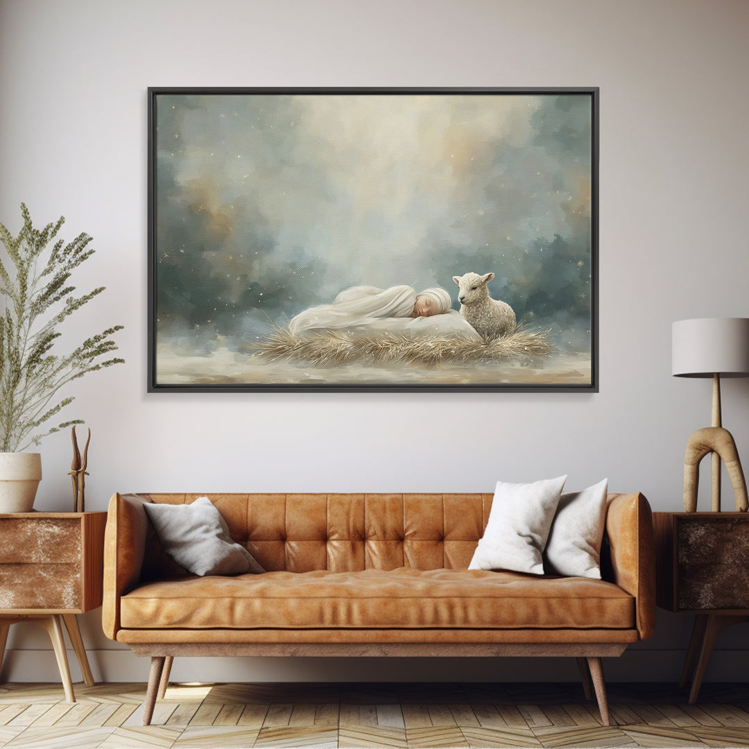 Star of Bethlehem Light – Framed Canvas Print – Christian Christmas Art – Christian Art Canvas – Christian Wall Art – Christmas Art