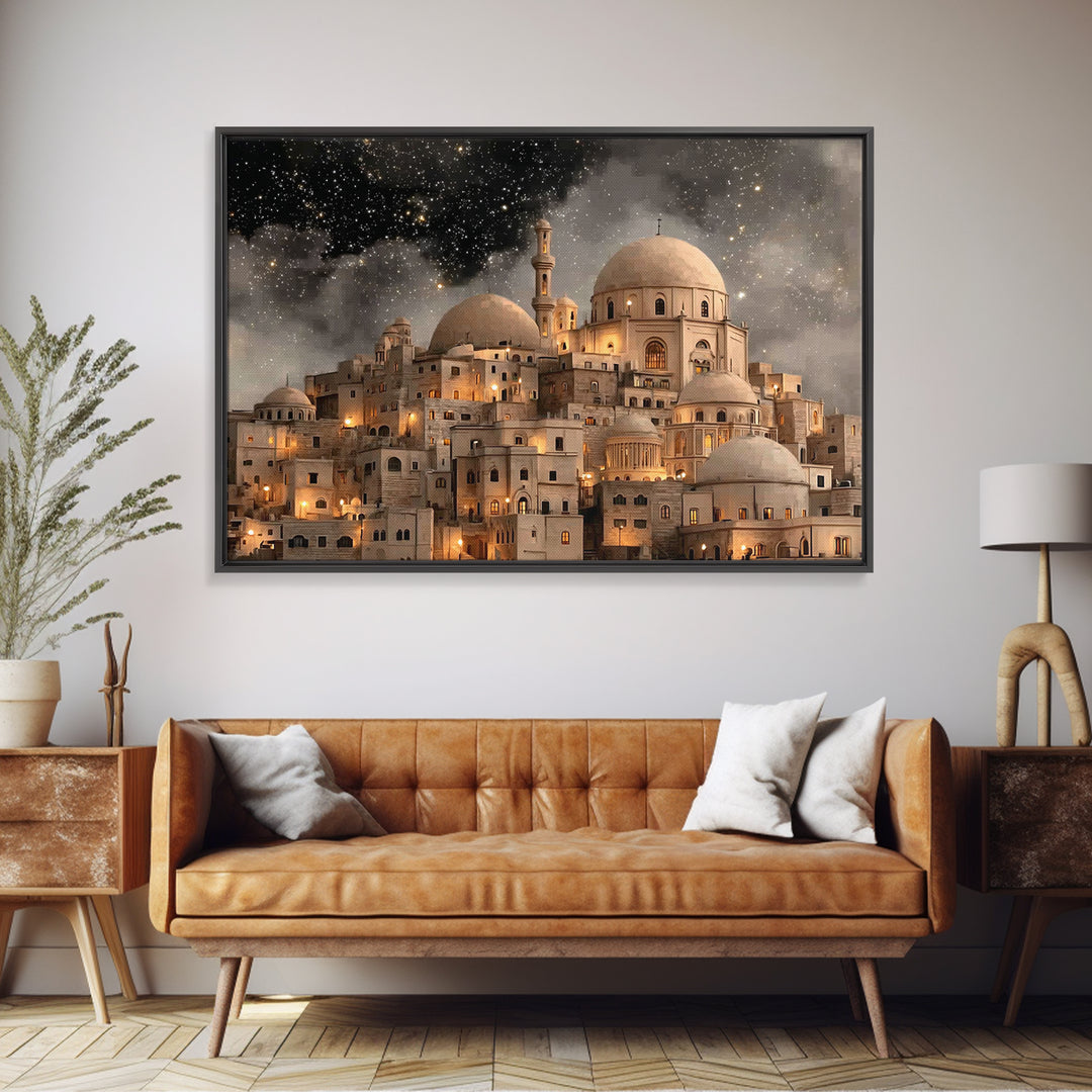 Tender Nativity Calm, Framed Canvas Print, Christian Christmas Art, Christian Wall Art, Jesus Painting, Christmas Art