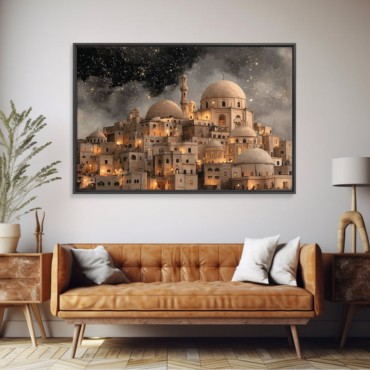 Tender Nativity Calm, Framed Canvas Print, Christian Christmas Art, Christian Wall Art, Jesus Painting, Christmas Art