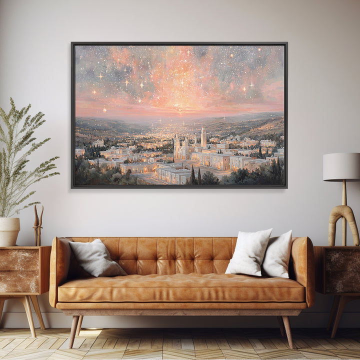 Bethlehem Starrise, Framed Canvas Print, Christian Wall Art, Christian Christmas Art, Christian Art Canvas, Christmas Art