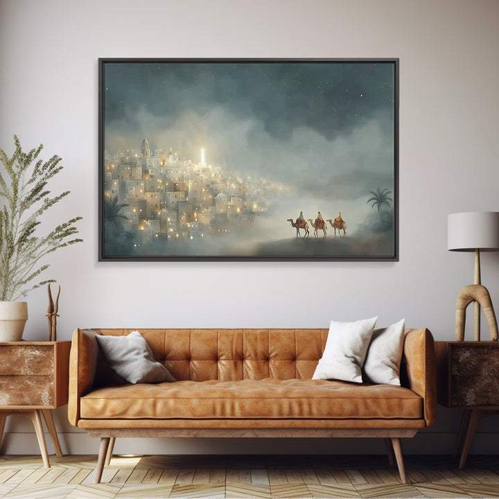 Guided By The Light – Framed Canvas Print – Christian Art Canvas – Christmas Art – Christian Wall Art – Christian Christmas Art