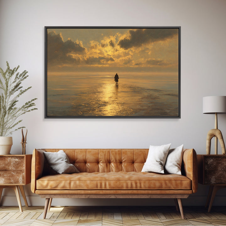 Heavenly Shore – Framed Canvas Print – Jesus Painting – Christian Art Canvas – Christian Wall Art – Christmas Art – Christian Decor