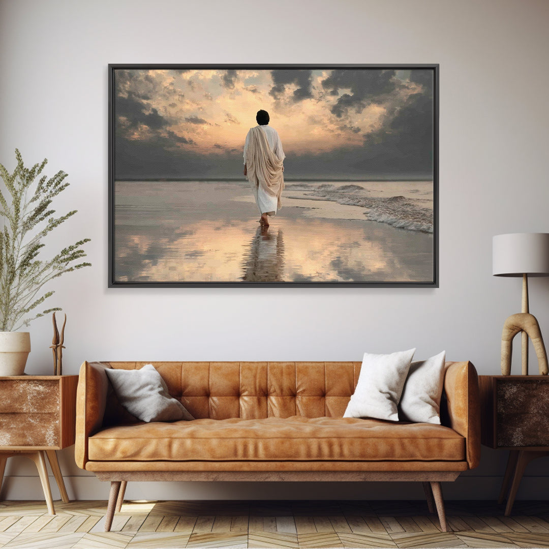 Sacred Stillness – Framed Canvas Print – Christian Art Canvas – Christian Wall Art – Jesus Painting – Christmas Art – Christian Gift
