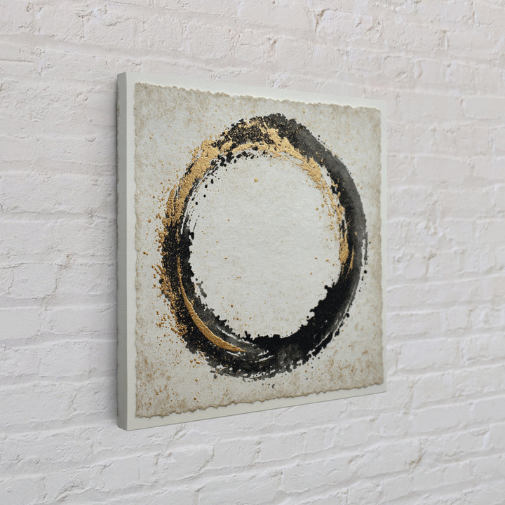 Japanese Brush Mark Circle Framed Canvas Print, Calligraphy Art, Spiritual Wall Art, Living Room Decor, Fine Art, Script, CAL-1x1-100