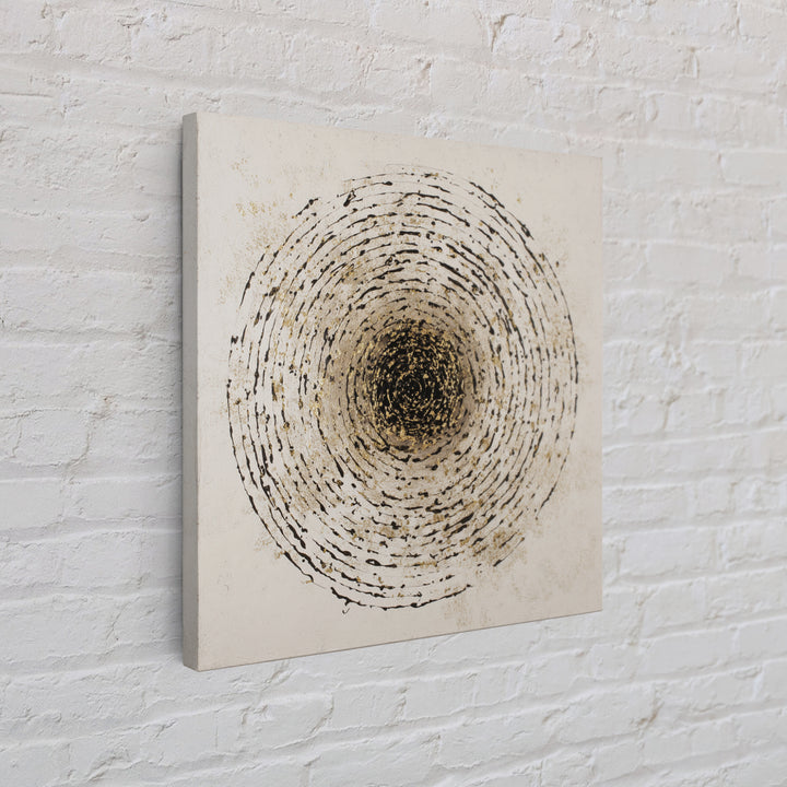 Gold Leaf Calligraphic Spiral on Plaster Surface Canvas Print, Calligraphy Art, Modern Art, Living Room Decor, Fine Art, Script, CAL-1x1-14