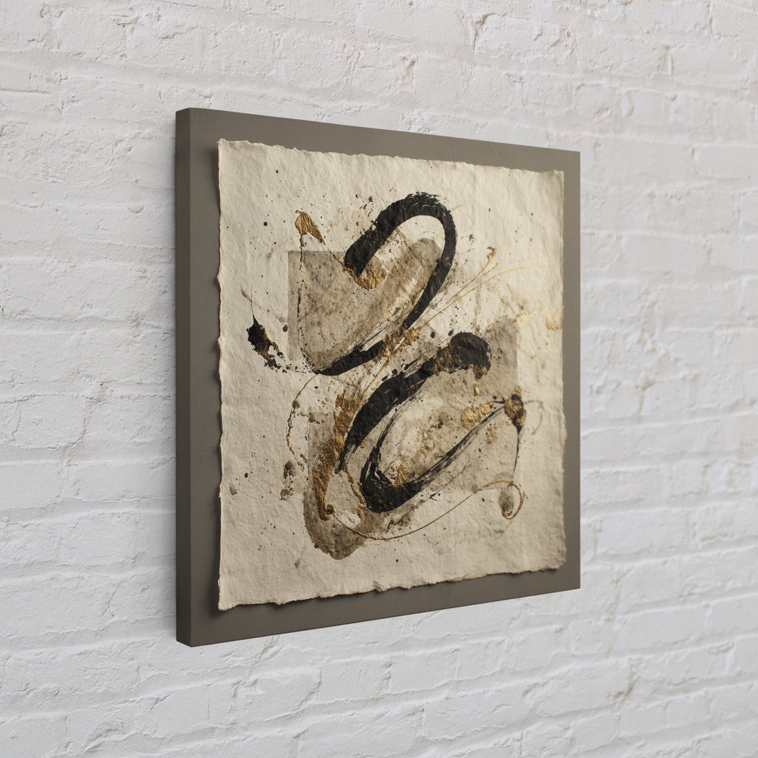 Expressive Musical Rhythm Painted as Ink Strokes Canvas Print, Calligraphy Art, Wall Art Printable, Living Room Decor, Script, CAL-1x1-24