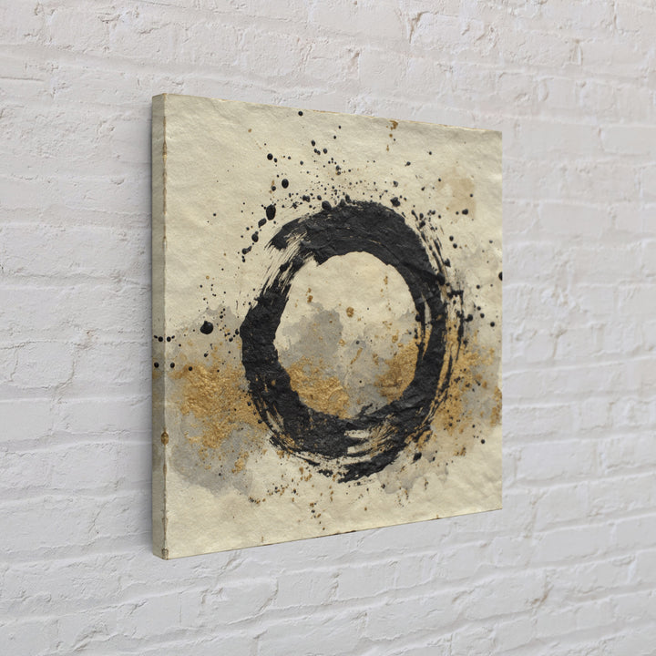 Japanese Brush Mark Circle Framed Canvas Print, Calligraphy Art, Print, Living Room Decor, Fine Art, Script, Custom Art, CAL-1x1-28