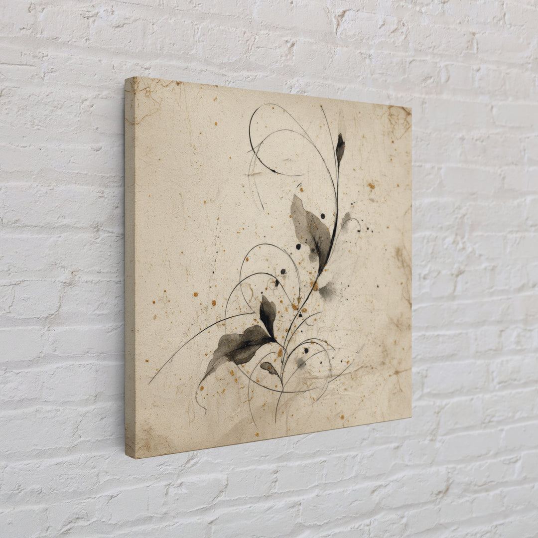 Floral Vine Created from Graceful Script Like Canvas Print, Calligraphy Art, Living Room Wall Art, Living Room Decor, Script, CAL-1x1-35