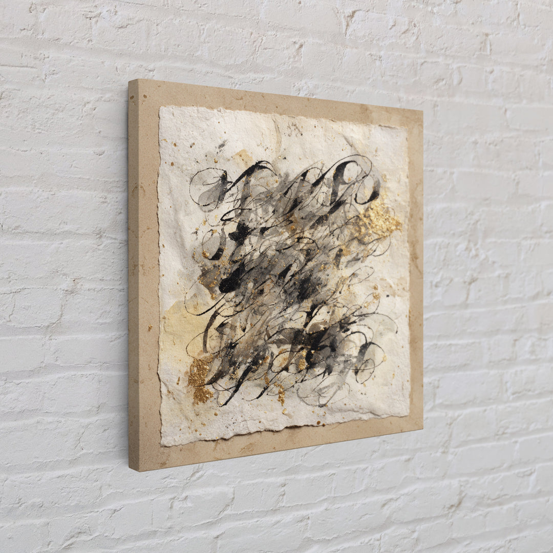 Romantic Handwritten Marks Without Readable Words Canvas Print, Calligraphy Art, Bedroom Wall Decor, Living Room Decor, Script, CAL-1x1-39