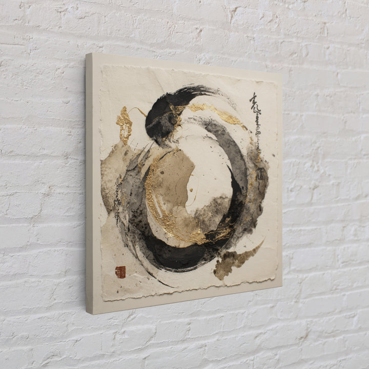 Crescent Moon Made from Elegant Ink Swashes Canvas Print, Calligraphy Art, Neutral Decor, Living Room Decor, Fine Art, Script, CAL-1x1-45