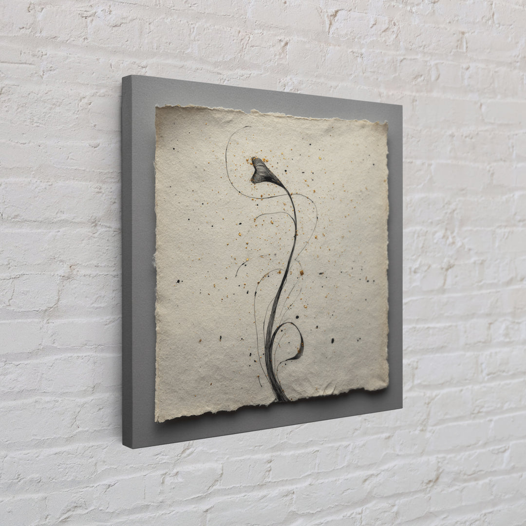 Single Elegant Flourish Shaped Like a Flower Framed Canvas Print, Calligraphy Art, Fine Art Print, Living Room Decor, Script, CAL-1x1-53