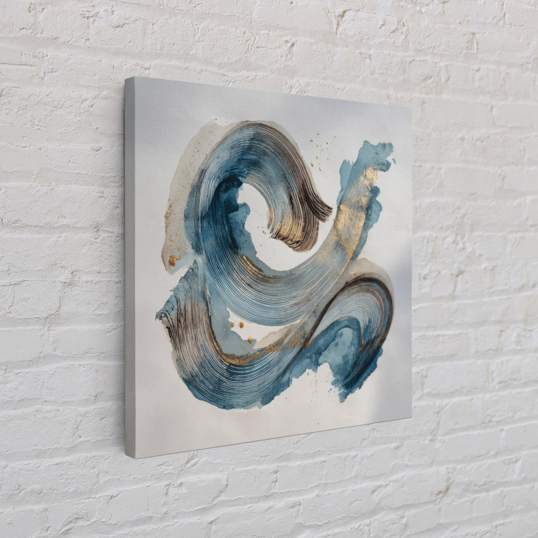 Modern Calligraphy Wave Framed Canvas Print, Calligraphy Art, Japanese Decor, Living Room Decor, Fine Art, Script, Art Print, CAL-1x1-58