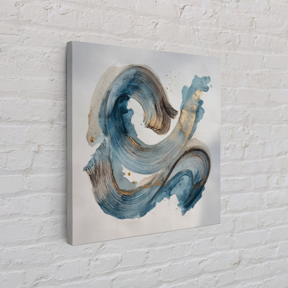 Modern Calligraphy Wave Framed Canvas Print, Calligraphy Art, Japanese Decor, Living Room Decor, Fine Art, Script, Art Print, CAL-1x1-58