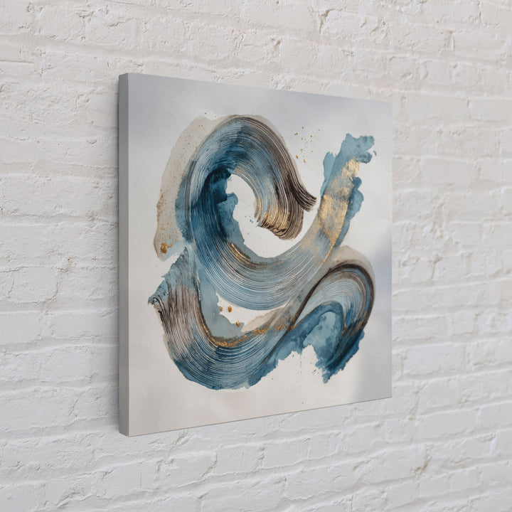 Modern Calligraphy Wave Framed Canvas Print, Calligraphy Art, Japanese Decor, Living Room Decor, Fine Art, Script, Art Print, CAL-1x1-58