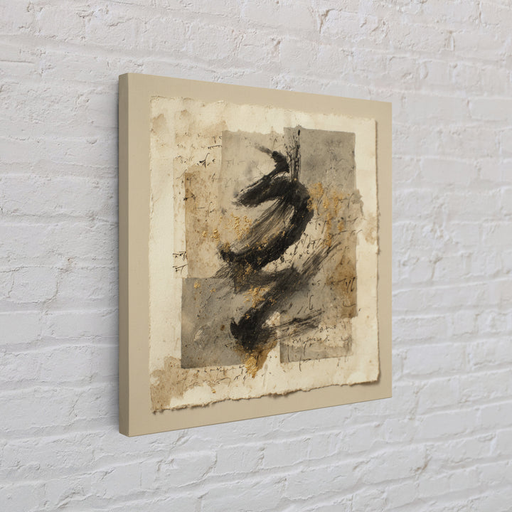 Abstract Prayer Flag of Brush Marks Framed Canvas Print, Calligraphy Art, Japanese Decor, Living Room Decor, Fine Art, Script, CAL-1x1-71