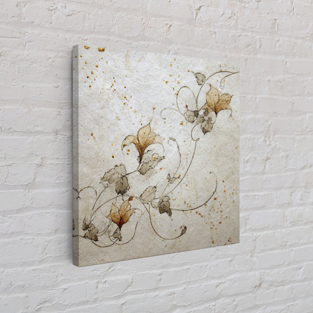 Floral Vine Created from Graceful Script Like Canvas Print, Calligraphy Art, Statement Artwork, Living Room Decor, Script, CAL-1x1-83