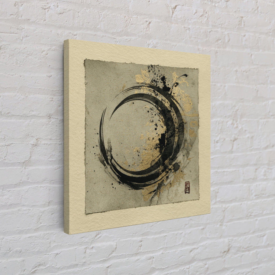 Crescent Moon Made from Elegant Ink Swashes Framed Canvas Print, Calligraphy Art, Luxury Decor, Living Room Decor, Script, CAL-1x1-93