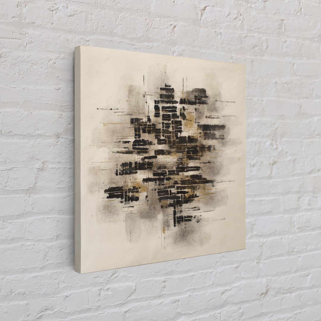 Expressive Musical Rhythm Painted as Ink Strokes Framed Canvas Print, Calligraphy Art, Painting, Living Room Decor, Script, CAL-1x1-96