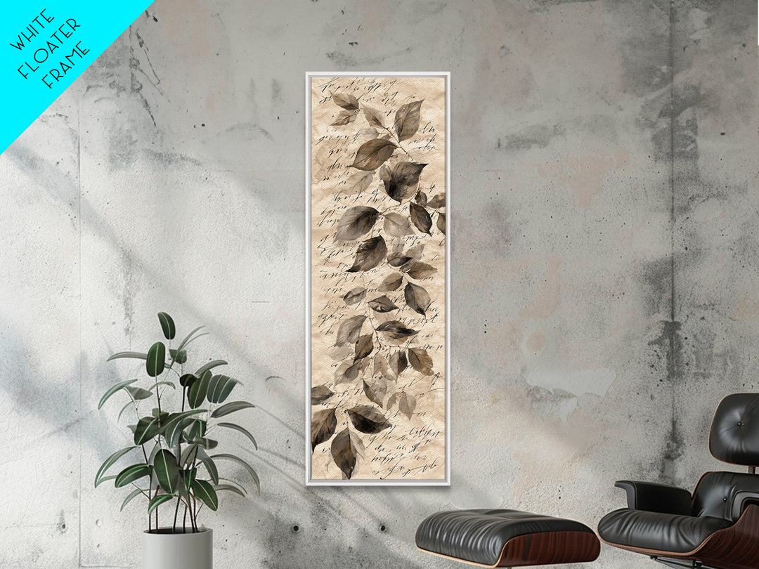 Botanical Calligraphy Pattern Canvas Print, Calligraphy Art, Custom Art, Living Room Decor, Watercolor Art, Script, CAL-1x3-10