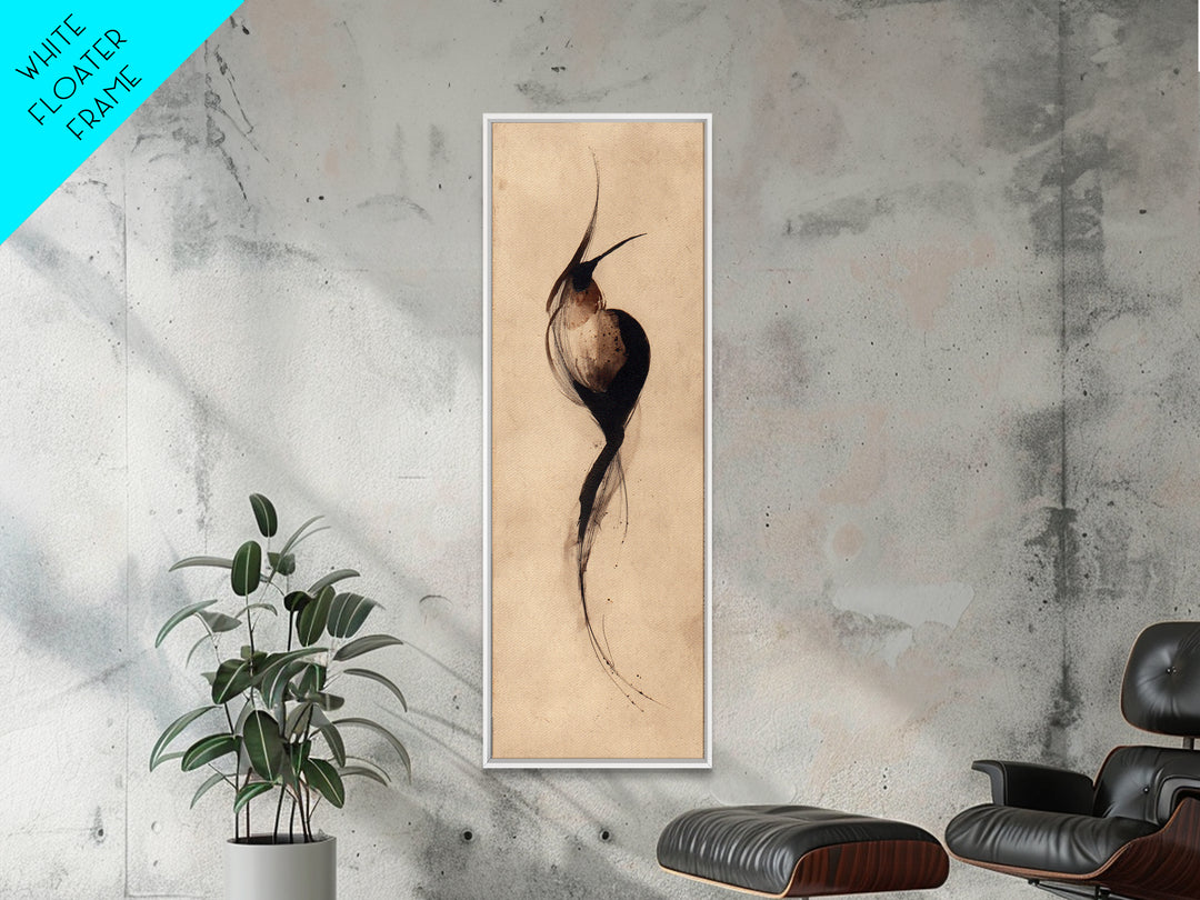Calligraphic Bird Shape Formed from Flowing Lines Canvas Print, Calligraphy Art, Luxury Decor, Living Room Decor, Script, CAL-1x3-20
