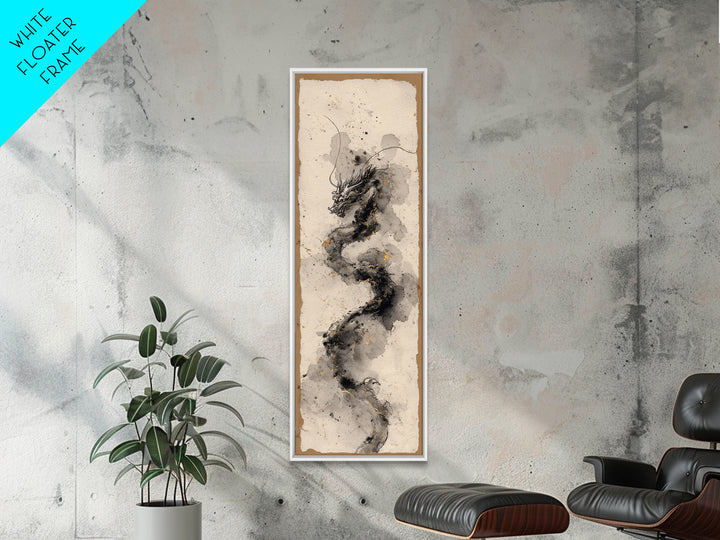 Ink Wash Dragon Curve Canvas Print, Calligraphy Art, Gallery Decor, Living Room Decor, Fine Art, Script, Contemporary Art, CAL-1x3-21