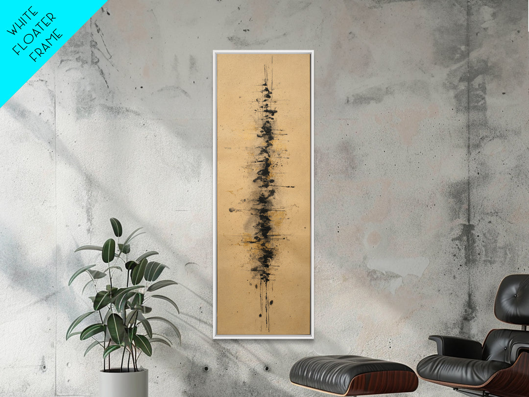 Ink Splatter and Long Brushstroke Composition Canvas Print, Calligraphy Art, Room Decor, Living Room Decor, Fine Art, Script, CAL-1x3-28