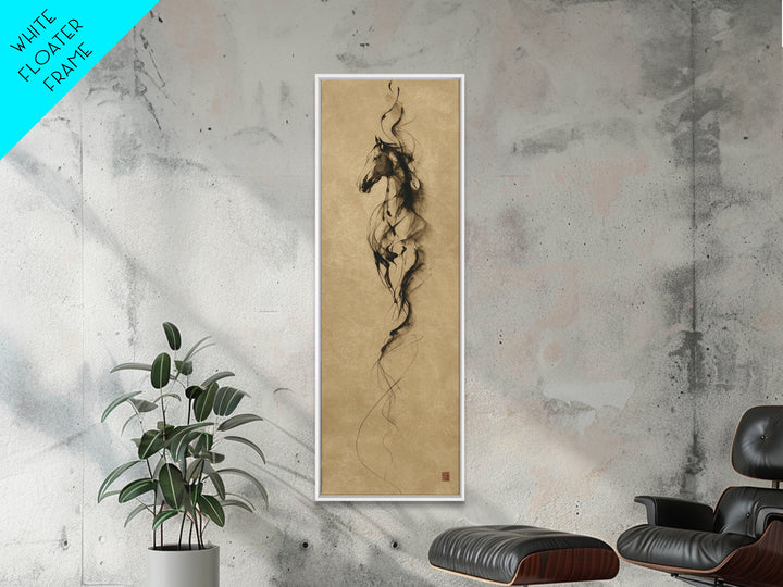 Calligraphic Horse Silhouette Made from One Line Framed Canvas Print, Calligraphy Art, Modern Decor, Living Room Decor, Script, CAL-1x3-29