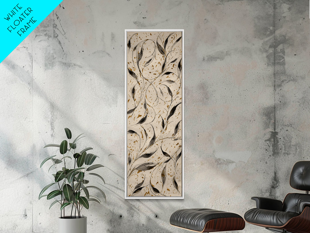 Botanical Calligraphy Pattern Framed Canvas Print, Calligraphy Art, Digital Download Art, Living Room Decor, Fine Art, Script, CAL-1x3-34