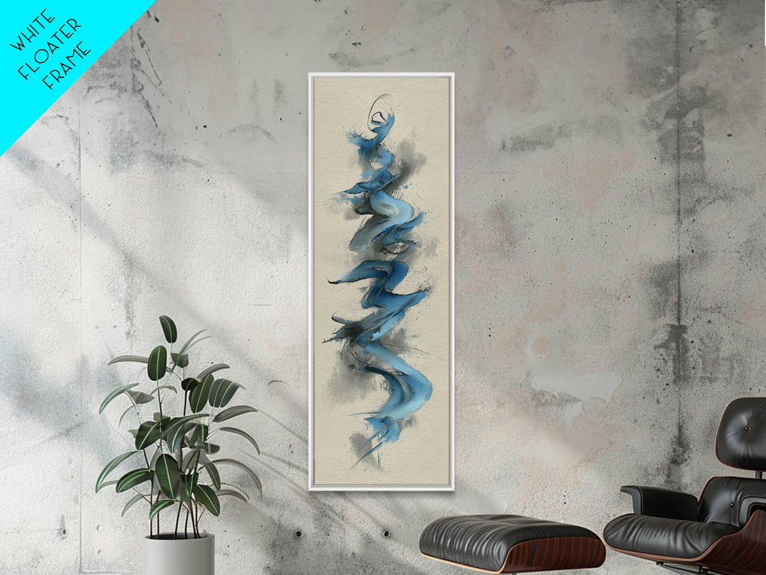 Modern Calligraphy Wave Framed Canvas Print, Calligraphy Art, Watercolor Print, Living Room Decor, Fine Art, Script, CAL-1x3-46