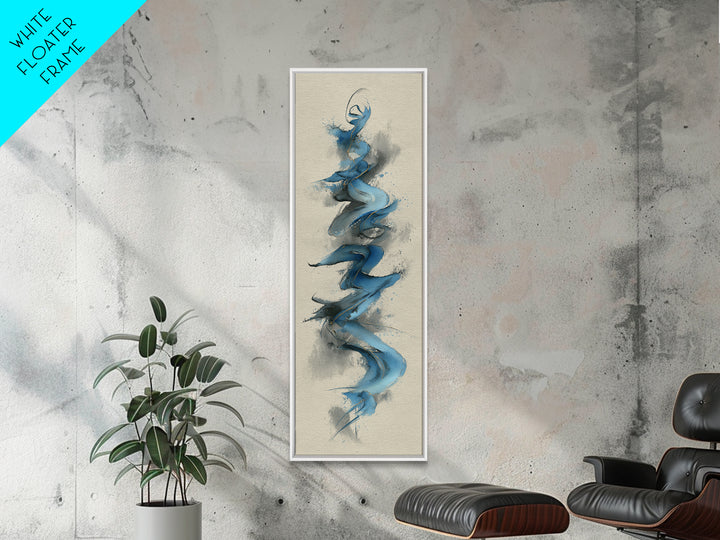 Modern Calligraphy Wave Framed Canvas Print, Calligraphy Art, Watercolor Print, Living Room Decor, Fine Art, Script, CAL-1x3-46