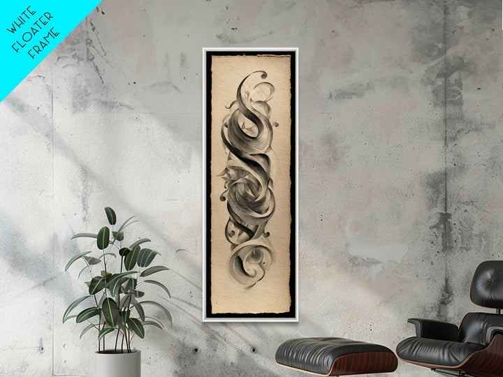 Baroque Scrollwork Made from Looping Pen Strokes Canvas Print, Calligraphy Art, Wall Art, Living Room Decor, Fine Art, Script, CAL-1x3-48
