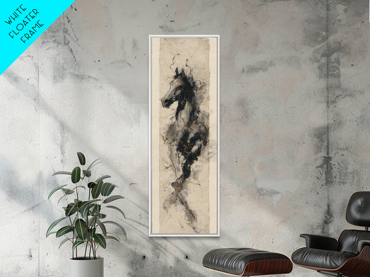 Calligraphic Horse Silhouette Made from One Line Canvas Print, Calligraphy Art, Gallery Wall Set, Living Room Decor, Script, CAL-1x3-5