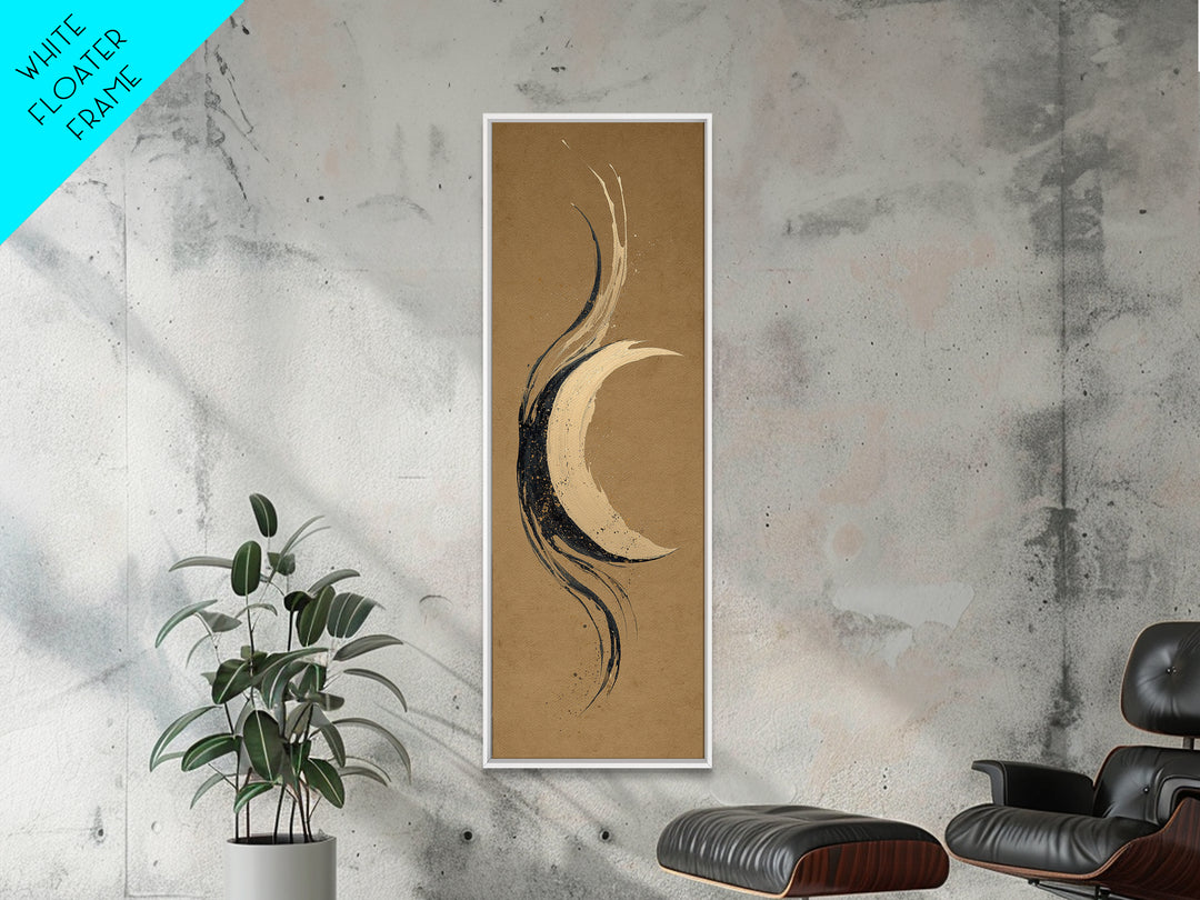 Crescent Moon Made from Elegant Ink Swashes Canvas Print, Calligraphy Art, Fine Art Print, Living Room Decor, Fine Art, Script, CAL-1x3-57