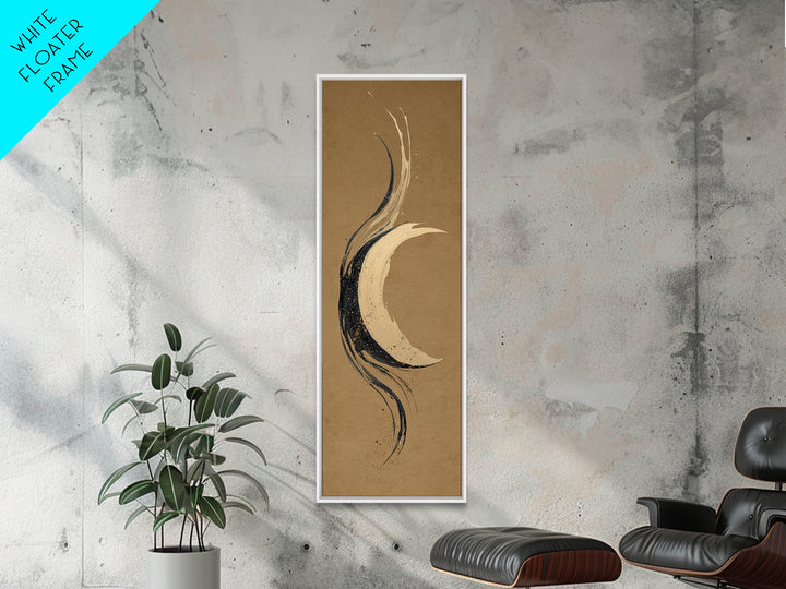 Crescent Moon Made from Elegant Ink Swashes Canvas Print, Calligraphy Art, Fine Art Print, Living Room Decor, Fine Art, Script, CAL-1x3-57