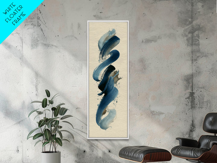 Modern Calligraphy Wave Framed Canvas Print, Calligraphy Art, Watercolor Print, Living Room Decor, Fine Art, Script, CAL-1x3-70