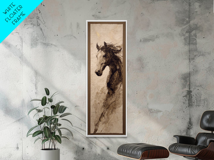 Calligraphic Horse Silhouette Made from One Line Canvas Print, Calligraphy Art, Art Print, Living Room Decor, Fine Art, Script, CAL-1x3-77