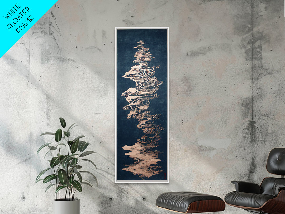 Layered Copper Ink Strokes on Dark Navy Canvas Print, Calligraphy Art, Art Print, Living Room Decor, Fine Art, Script, CAL-1x3-90
