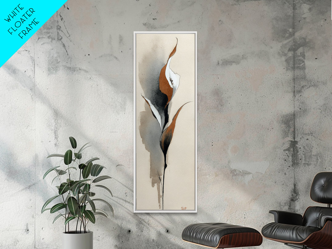 Floral Vine Created from Graceful Script Like Canvas Print, Calligraphy Art, Japanese Decor, Living Room Decor, Oil Painting, CAL-1x3-95