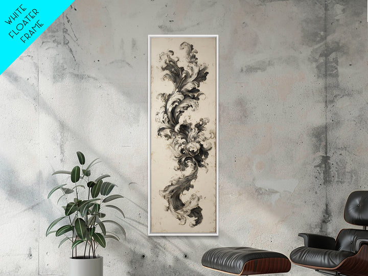 Baroque Scrollwork Made from Looping Pen Strokes Canvas Print, Calligraphy Art, Living Room Wall Art, Living Room Decor, Script, CAL-1x3-96