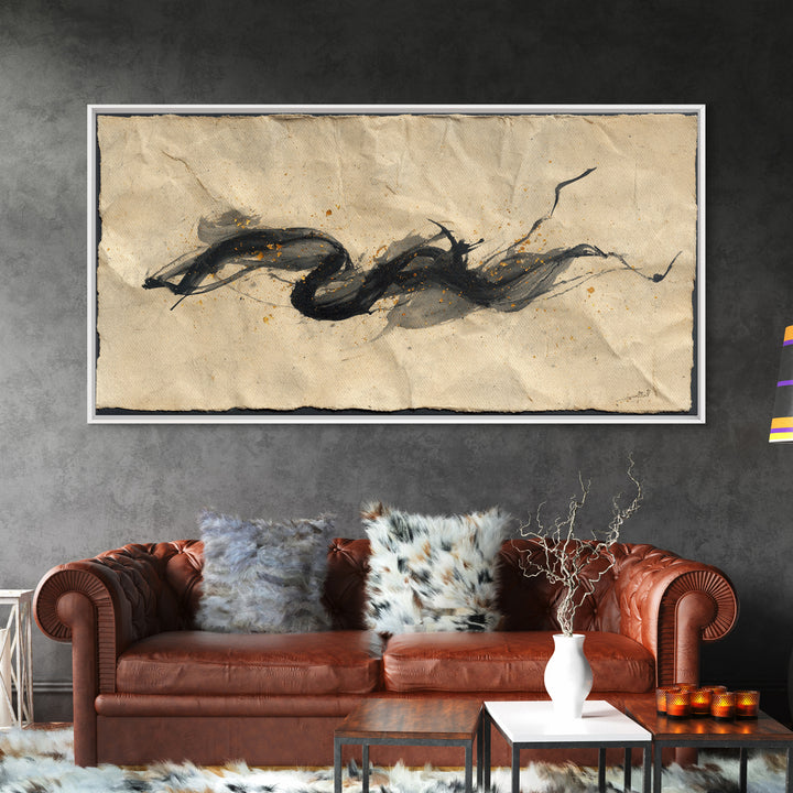 Abstract Prayer Flag of Brush Marks Framed Canvas Print, Calligraphy Art, Digital Prints, Living Room Decor, Fine Art, Script, CAL-2x1-43
